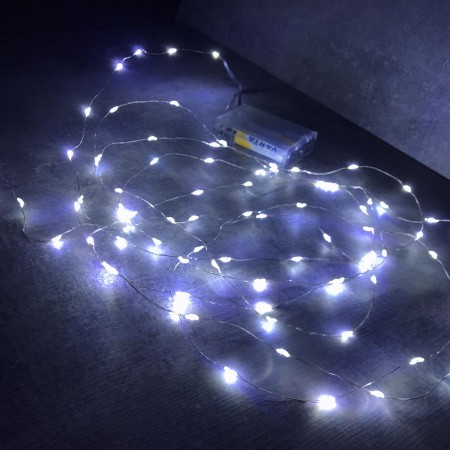 Гірлянда світлодіодна НА БАТАРЕЙКАХ 4 м 80 діодів LED , білий колір 
