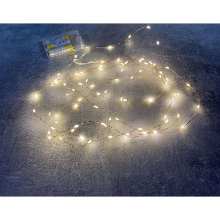 Гірлянда світлодіодна НА БАТАРЕЙКАХ 4 м 80 діодів LED , жовтий колір 