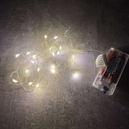 Гірлянда світлодіодна НА БАТАРЕЙКАХ 2 м 20 діодів LED ,жовтий колір