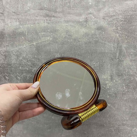 Дзеркало настільне двостороннє  пластикове коричневе Mirror 417-6