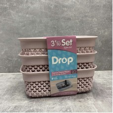 Набір корзинок рожевого кольору 185*135*65 мм 3 шт Ucsan Plastik M-3969 