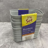 Набір корзинок сірого кольору 3 шт 165*125*107 мм 1,5 л Ucsan plastik M-3928