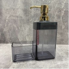 Дозатор для рідкого мила з контейнером для губки прозорий-тонований Baroness "Silver Combo" золотий 20014