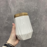 Банка для сипучих з бамбуковою кришкою 800 мл Геометрія Interos PJ03340-L