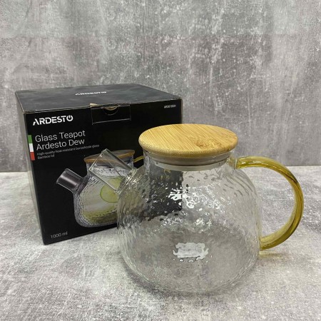 Чайник для заварювання скляний боросилікатне скло 1000 мл Ardesto Dew AR3010GH