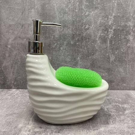 Органайзер для мийки з дозатором для миючого засобу 700 мл порцеляновий Interos PJ09007