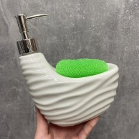 Органайзер для мийки з дозатором для миючого засобу 700 мл порцеляновий Interos PJ09007