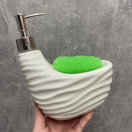 Органайзер для мийки з дозатором для миючого засобу 700 мл порцеляновий Interos PJ09007