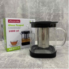 Заварник скляний зі з'ємним металевим ситечком 1000 мл Kamile KM-0777M