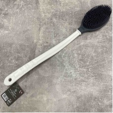 Щітка масажна силіконова з довгою ручкою для душу і ванни Titiz Plastik GP-152 сіра з білим