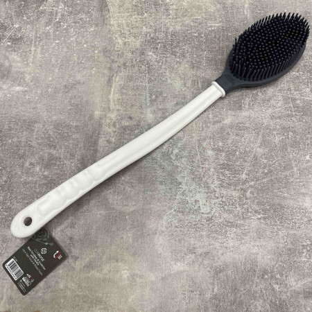 Щітка масажна силіконова з довгою ручкою для душу і ванни Titiz Plastik GP-152 сіра з білим