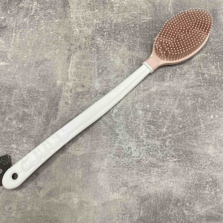 Щітка масажна силіконова з довгою ручкою для душу і ванни Titiz Plastik GP-152 рожева з білим