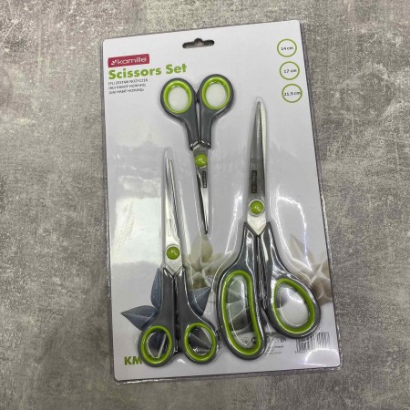 Набір ножниць 3 предмети з нержавіючої сталі з пластиковими ручками Kamille KM-5187