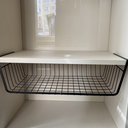 Полиця навісна металева для кухні, шафи, ванної 48*24,5*14 см чорна Stenson XL01318