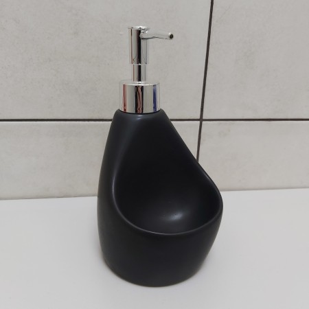 Дозатор для рідкого мила 350 мл з підставкою для губки BonaDi 851-312 Black