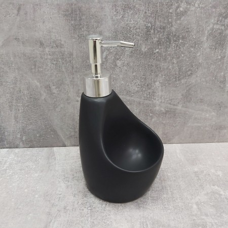 Дозатор для рідкого мила 350 мл з підставкою для губки BonaDi 851-312 Black