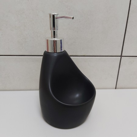 Дозатор для рідкого мила 350 мл з підставкою для губки BonaDi 851-312 Black