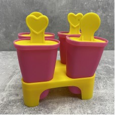 Форма для морозива з підставкою 4 шт рожева з жовтим Stenson R21144 