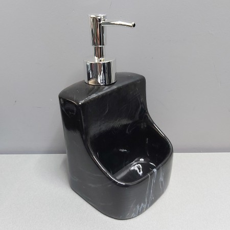 Дозатор для рідкого мила 400 мл з підставкою для губки BonaDi 851-311 Black Marble