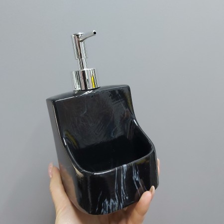 Дозатор для рідкого мила 400 мл з підставкою для губки BonaDi 851-311 Black Marble