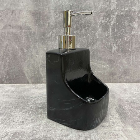 Дозатор для рідкого мила 400 мл з підставкою для губки BonaDi 851-311 Black Marble