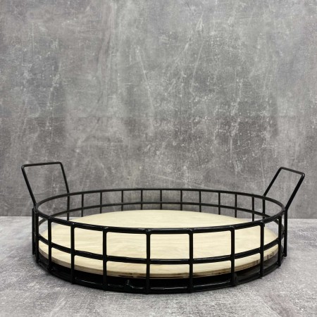 Піднос круглий 35*35*6 см чорний 65984576/1001