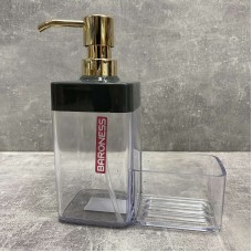 Дозатор для рідкого мила з контейнером для губки прозорий з сірим Baroness "Silver Combo" золотий 20014
