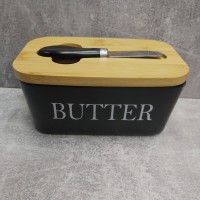Маслянка керамічна з ножем матова "Butter" A-Plus 0480