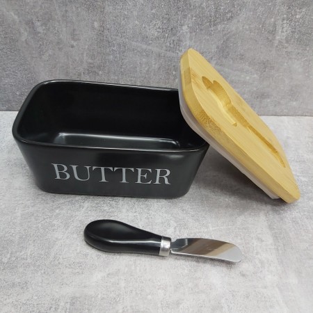 Маслянка керамічна з ножем матова "Butter" A-Plus 0480