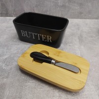 Маслянка керамічна з ножем матова "Butter" A-Plus 0480