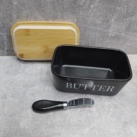 Маслянка керамічна з ножем матова "Butter" A-Plus 0480