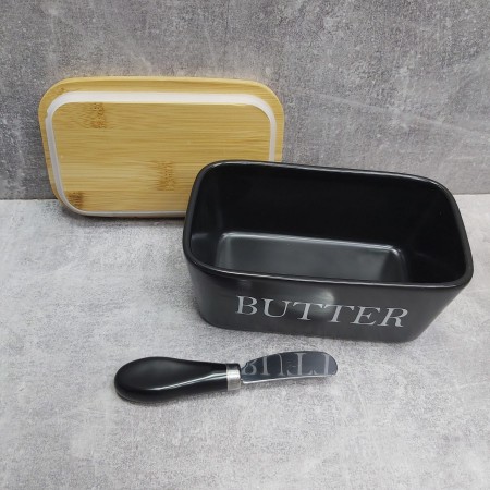 Маслянка керамічна з ножем матова "Butter" A-Plus 0480