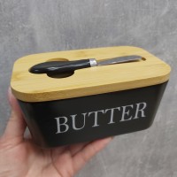 Маслянка керамічна з ножем матова "Butter" A-Plus 0480