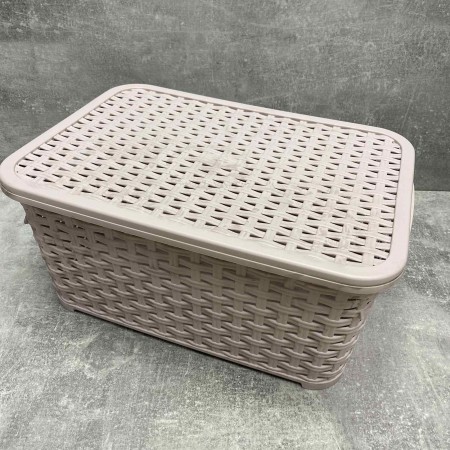 Корзина для побутових речей з кришкою  "Ротанг" 10 л 33*23.5*16 см Irak Plastik SP-295