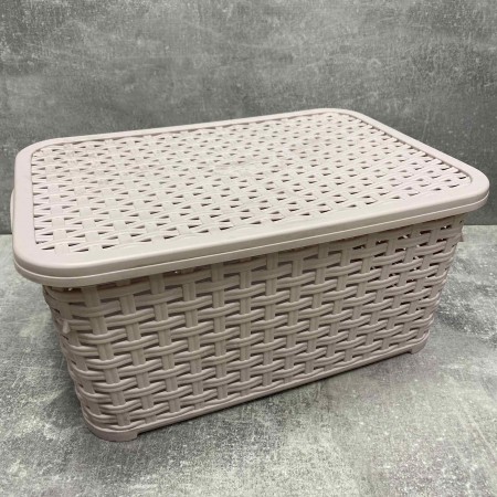 Корзина для побутових речей з кришкою  "Ротанг" 10 л 33*23.5*16 см Irak Plastik SP-295