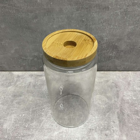 Банка скляна з бамбуковою кришкою 1,3 л Stenson TD00979-1.3