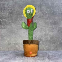 Кактус музичний акумуляторний 31,5 см підсвічується, повторює слова, співає пісні 1717