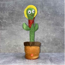 Кактус музичний акумуляторний 31,5 см підсвічується, повторює слова, співає пісні 1717
