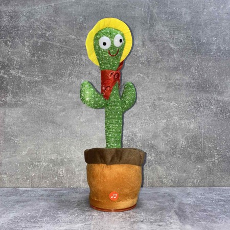 Кактус музичний акумуляторний 31,5 см підсвічується, повторює слова, співає пісні 1717