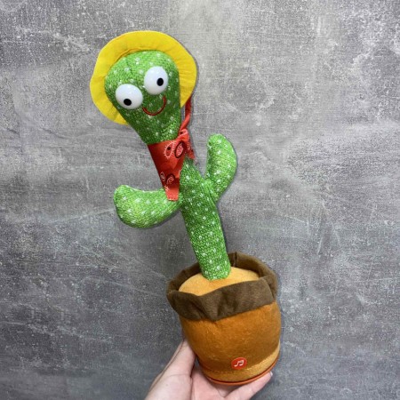 Кактус музичний акумуляторний 31,5 см підсвічується, повторює слова, співає пісні 1717