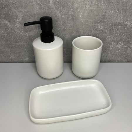 Набір для ванної кімнати (3 предмети) дозатор для мила, склянка для зубних щіток та мильниця Bona Di 851-327