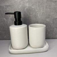 Набір для ванної кімнати (3 предмети) дозатор для мила, склянка для зубних щіток та мильниця Bona Di 851-327