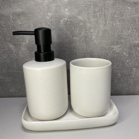 Набір для ванної кімнати (3 предмети) дозатор для мила, склянка для зубних щіток та мильниця Bona Di 851-327