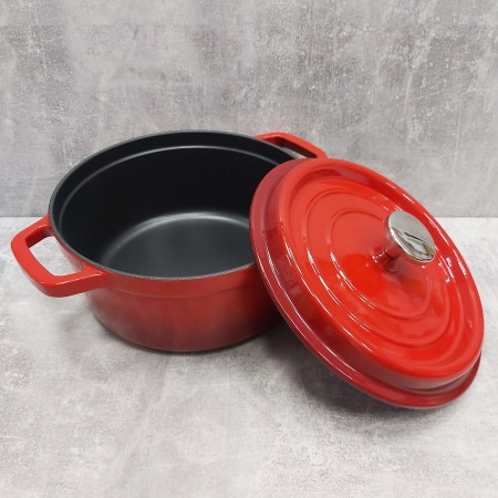 Каструля чавунна з емальованим покриттям 24 см 3,8 л з чавунною кришкою Ringel Essen RG-2300-24