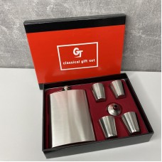 Фляга з чарками і лійкою у подарунковій упаковці нержавіюча сталь A-PLus 1-6060