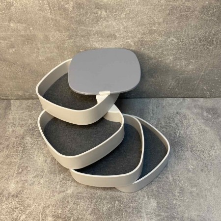 Скринька для зберігання ювелірних виробів та біжутерії з зеркалом біла 4 відділення A-Plus ZX-902