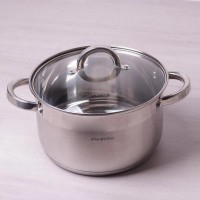 Каструля з нержавіючої сталі 5,1 л з скляною кришкою Kamille Classic KM-5622S
