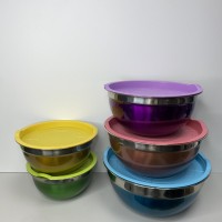 Набір мисок 5 шт А-PLUS 9032-5 із нержавіючої сталі з пластиковими кришками