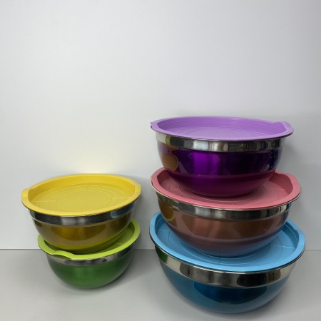 Набір мисок 5 шт А-PLUS 9032-5 із нержавіючої сталі з пластиковими кришками