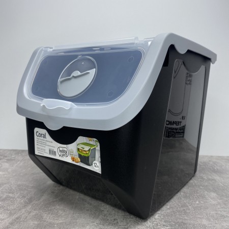 Контейнер для овочів пластиковий 12 л 23,5*32,5*23,5 см Hobby Life 02 1506 чорний з світло-сірим